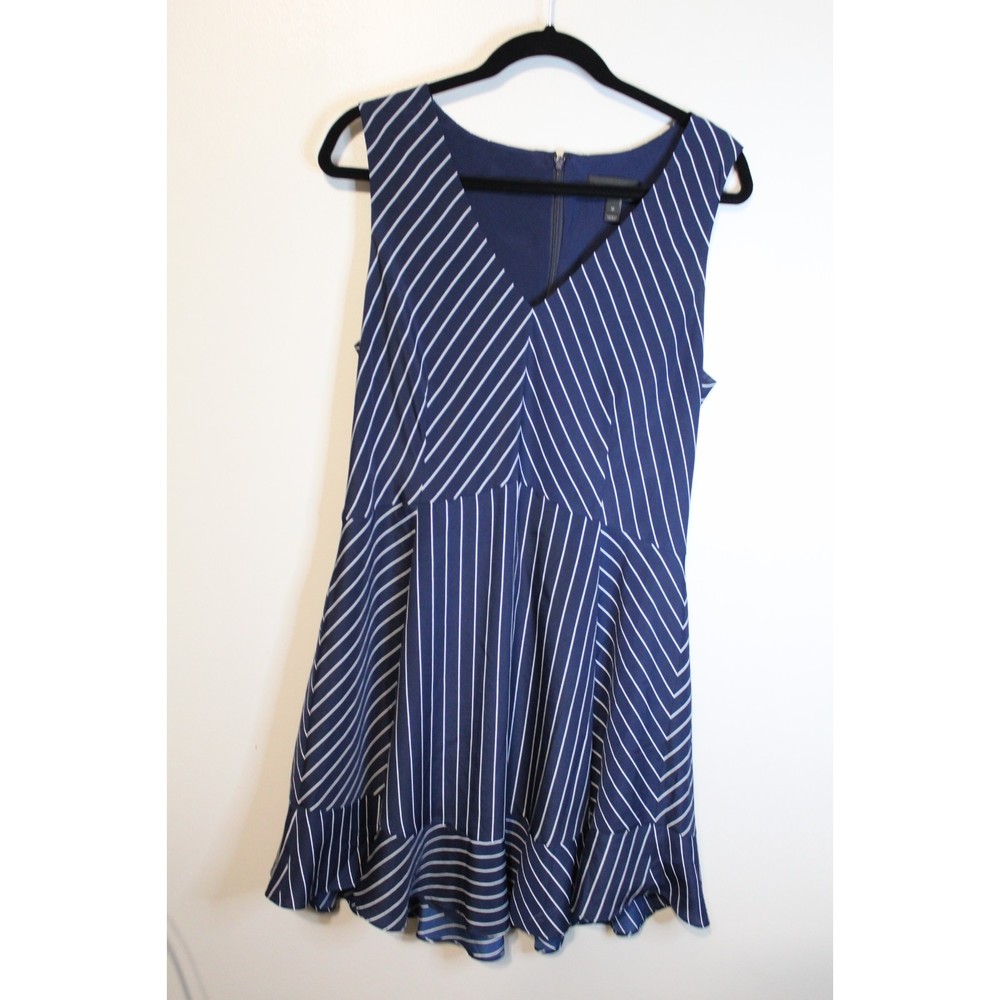J Crew Pinstripe Navy White Dress Size 12